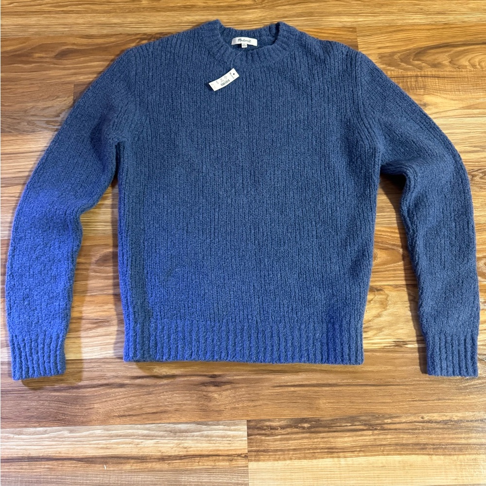 Madewell Men’s Bouclé Crewneck Sweater Blue Iris Size XS